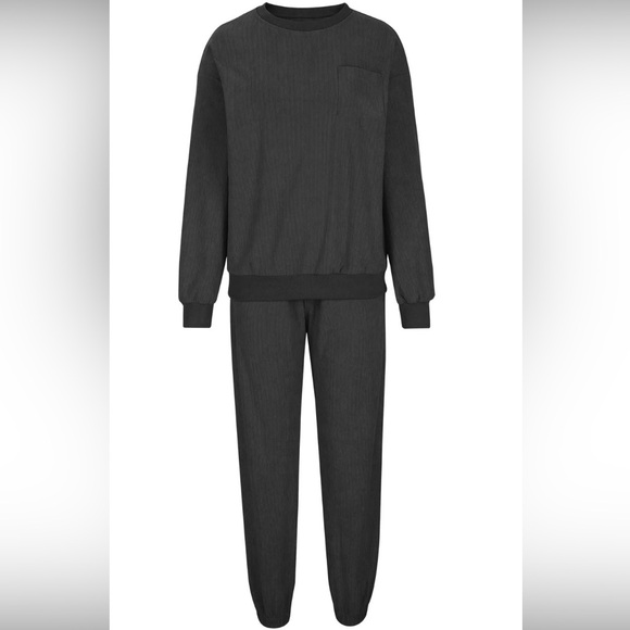 Other - NWOT Charcoal Faux Corduroy Crewneck Pullover Sweater & Joggers Matching Set
